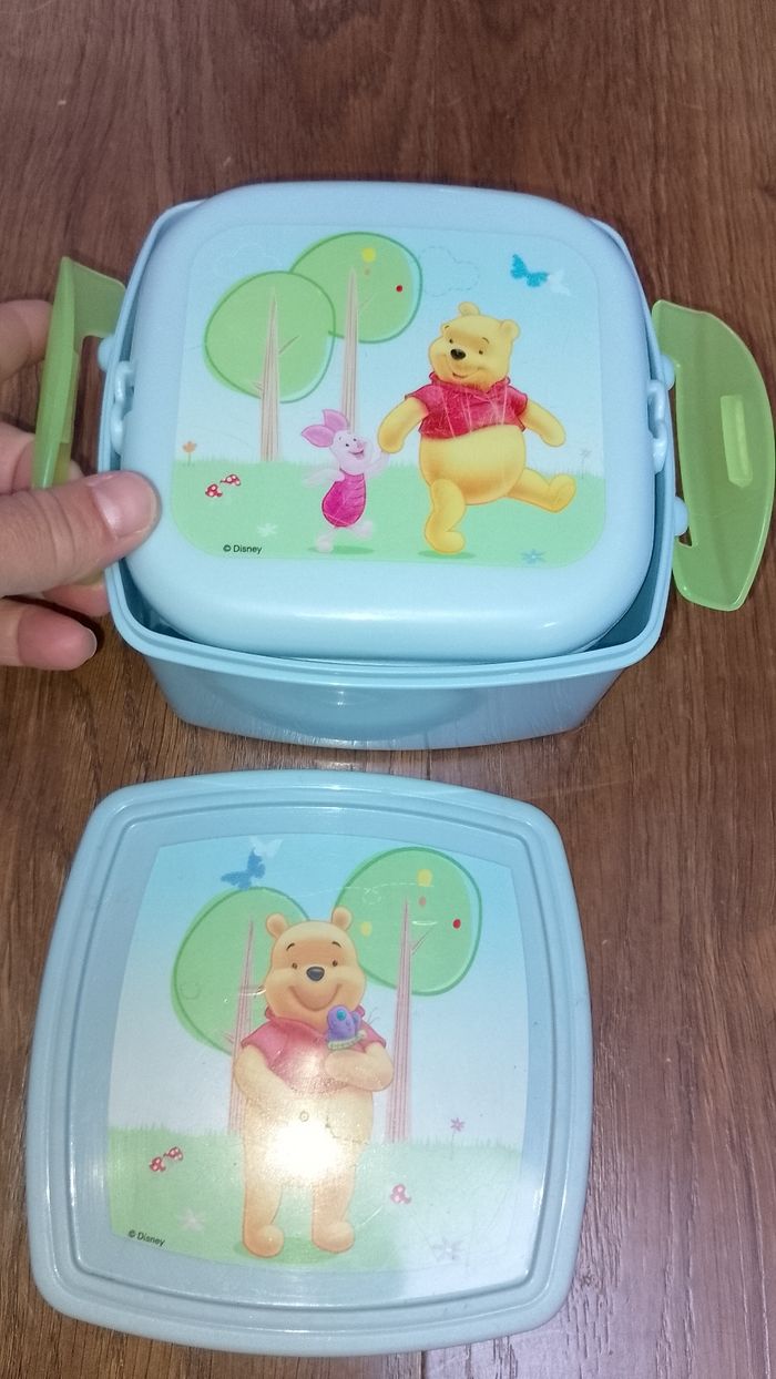 Lot 2 boîtes à goûter, sandwich, lunch box, Winnie L'ourson Trudeau - photo numéro 2