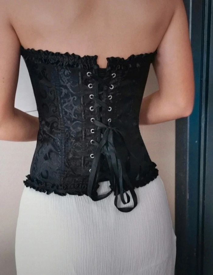 A31 corset bustier rétro vintage noir à lacets ajustable - photo numéro 5