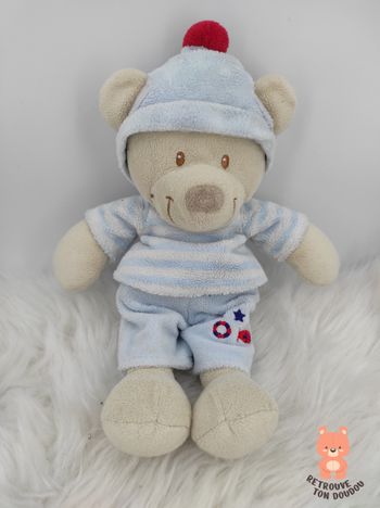 Doudou ours marin bleu poisson Gémo Vetir Nicotoy