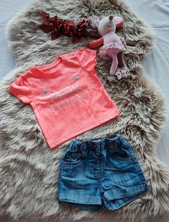 Ensemble  t-shirt short 12 mois
