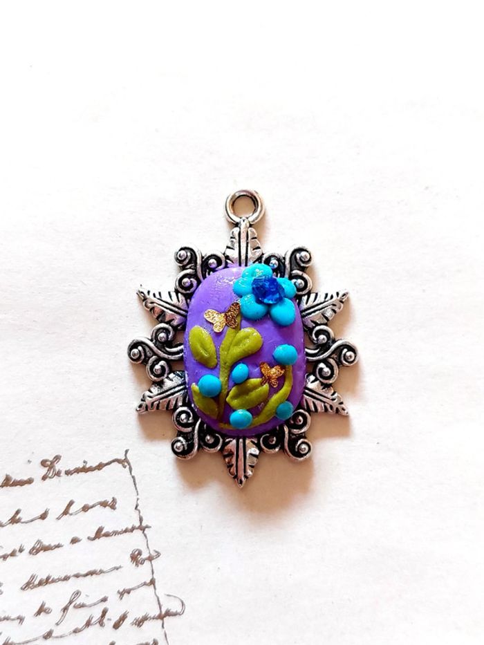 Magnifique pendentif style vintage victorien bohème - photo numéro 3