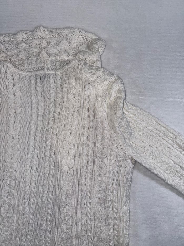 Cardigan en maille blanc taille L - Ralph Lauren Jeans Co - Gilet à torsades chic femme - photo numéro 7