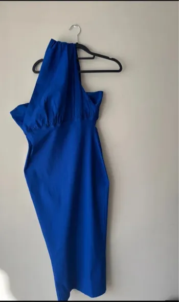 👗Vesper - Robe longueur mollet asymétrique en bengaline - Bleu de cobalt- très bon état
