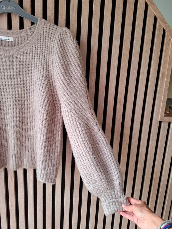 Pull beige moelleux Camaïeu T L - photo numéro 5