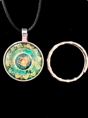 Collier corde de cire + pendentif mandala