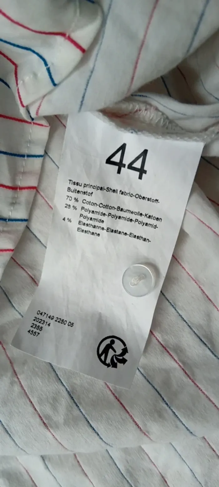 Chemise longue manches longues avec rayures bleu blanc rouge blanche femme 44 phildar - photo numéro 19