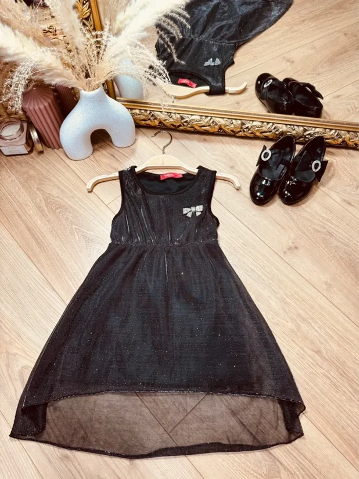 Taille 3 ans robe fête fille Tissaia noire et argenté * scintillant * 🌺
