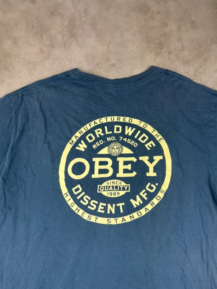 T-shirt Obey Bleu Marine Taille L - photo numéro 6
