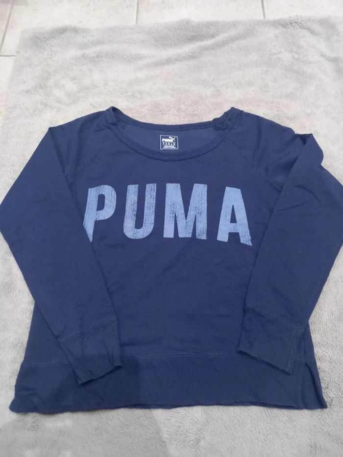 Pull/Sweat vintage Puma Bleu marine - photo numéro 2