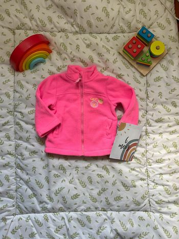 gilet zippé polaire rose fluo 6 mois orchestra