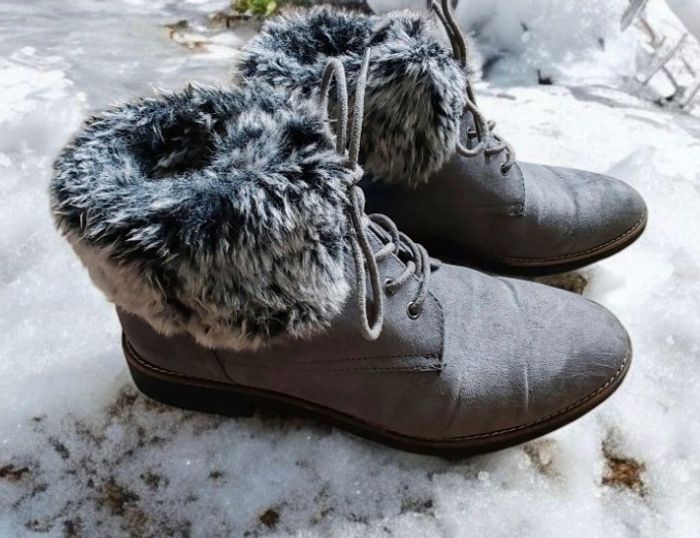 Bottines d’hiver en suédine grise – Taille 38 - photo numéro 2