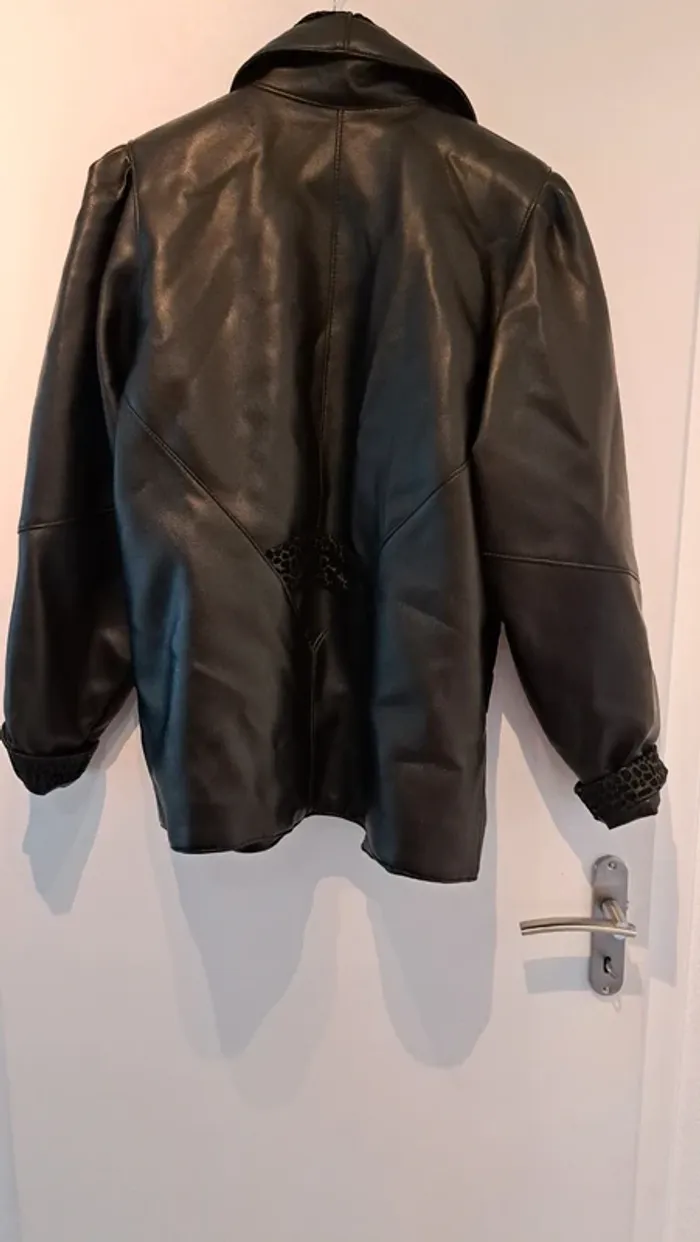 Veste en cuir noir, 46/48 - photo numéro 6