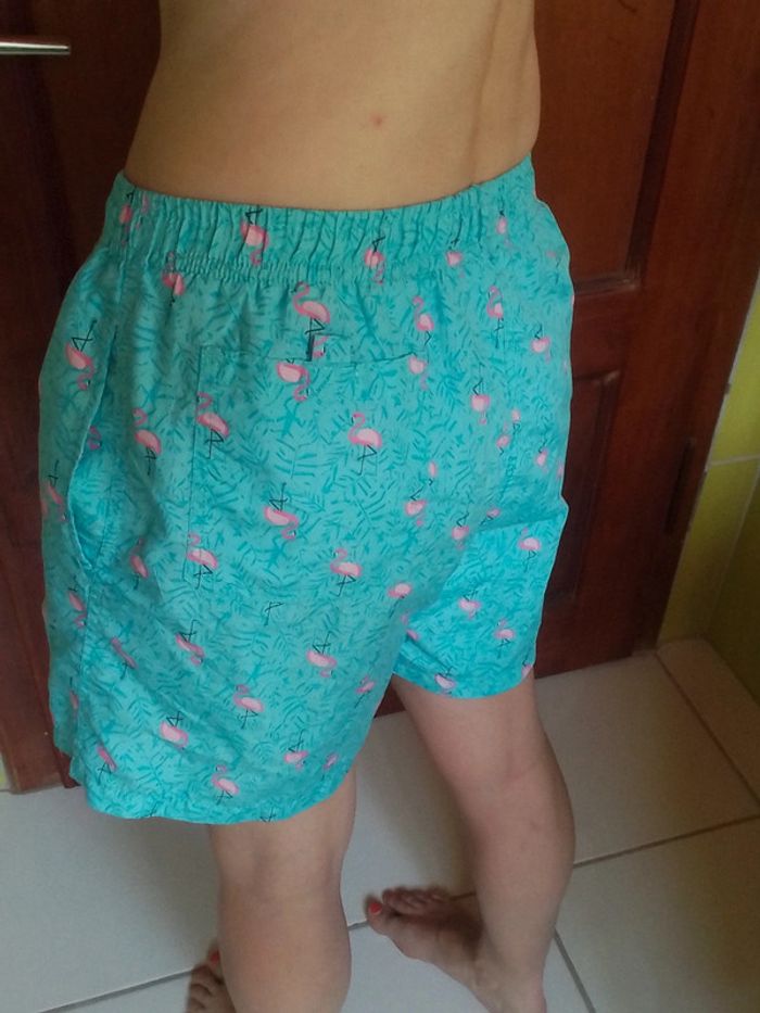 Short de plage femme Bleu ciel Motif flamands roses - photo numéro 6