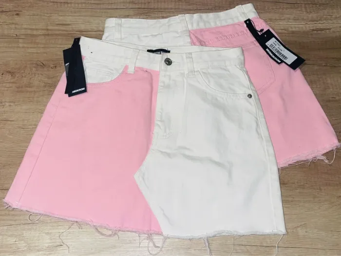 Jupes momokrom jeans rose/blanc t36 ( 2dispo idéal jumelle) - photo numéro 4