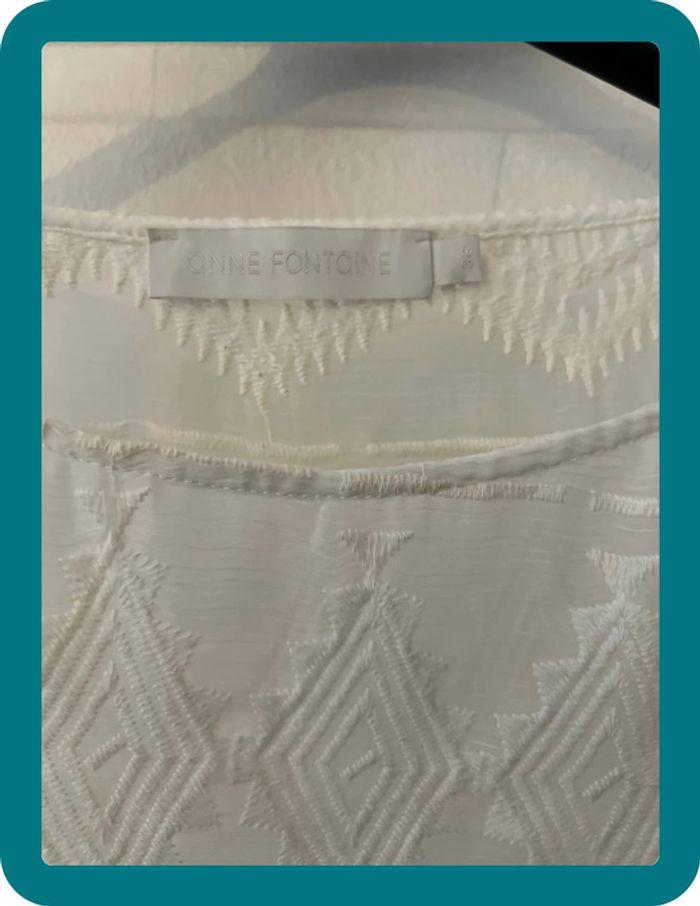 Blouse soie brodée coton manches 3/4 taille 38 - Anne Fontaine - photo numéro 2