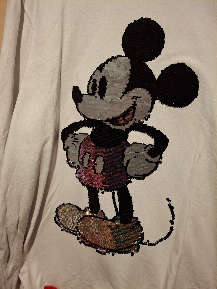 Pull blanc Mickey avec sequins taille M - photo numéro 3