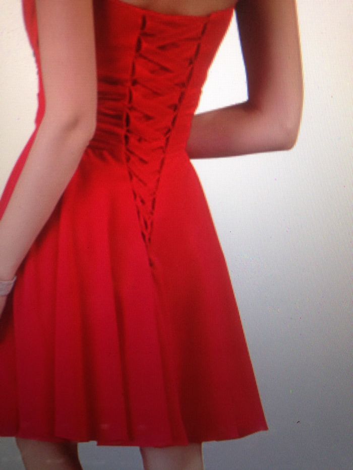 Robe rouge bustier mousseline de soie cocktail mariage soirée - photo numéro 2