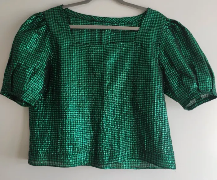 Superbe blouse vintage verte métallisée - Drop vert 🌵🍀 - photo numéro 3