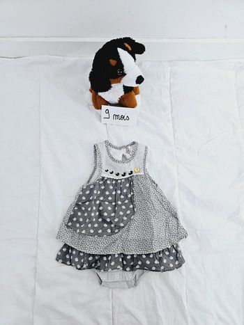 Robe grise canards sans manches bébé fille 9 mois