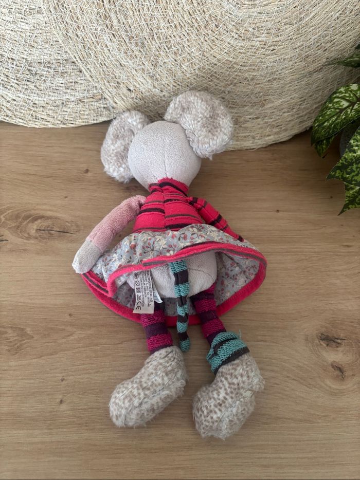 Doudou souris robe rose beige vert bukowski - photo numéro 3
