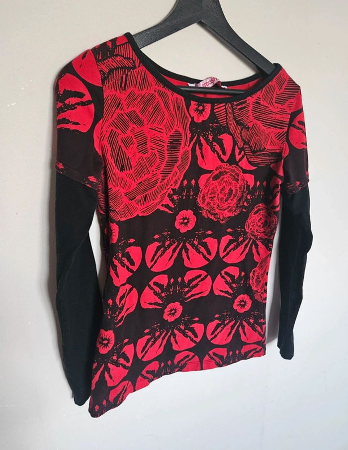T-shirt rouge et noir Smash taille M - photo numéro 2