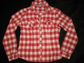 CHEMISIER ML CARREAUX ROUGE ET BLANC "CACHE CACHE" - TAILLE 1 - n°01