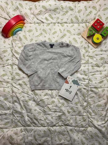 pull léger col rond gris 9 mois kiabi