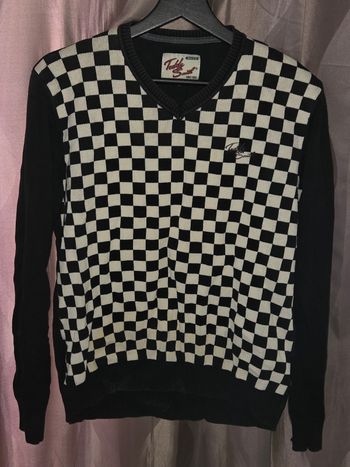 Pull a carreaux teddy Smith noir et blanc