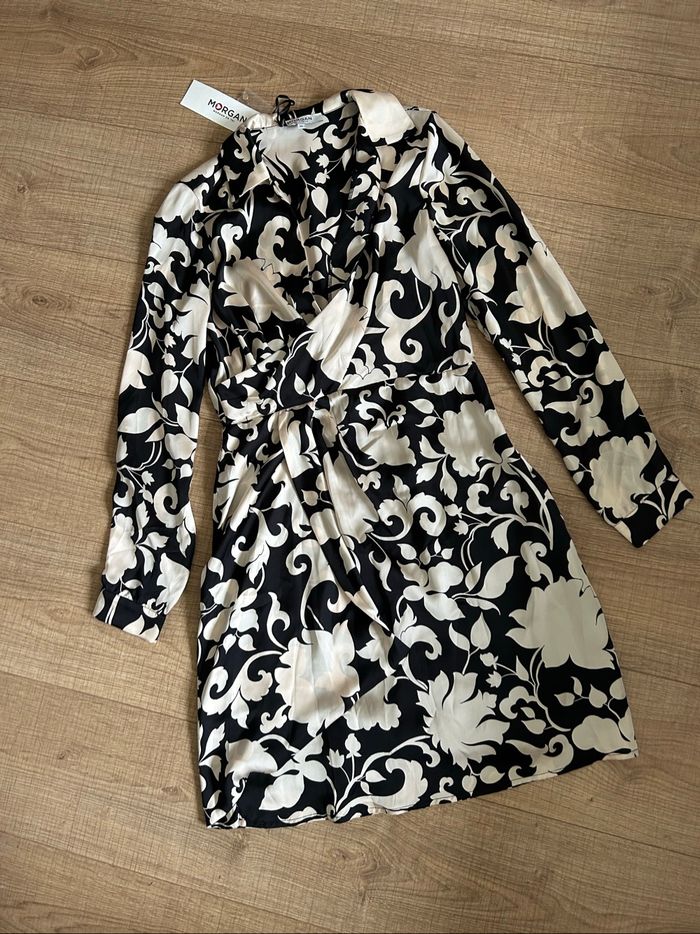 Robe noire et écrue neuve à manches longues Morgan taille 36 (valeur 80€) - photo numéro 7