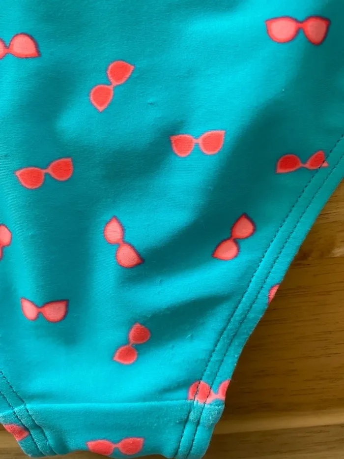 Maillot de bain 2 pièces bleu imprimé lunette rose - photo numéro 4