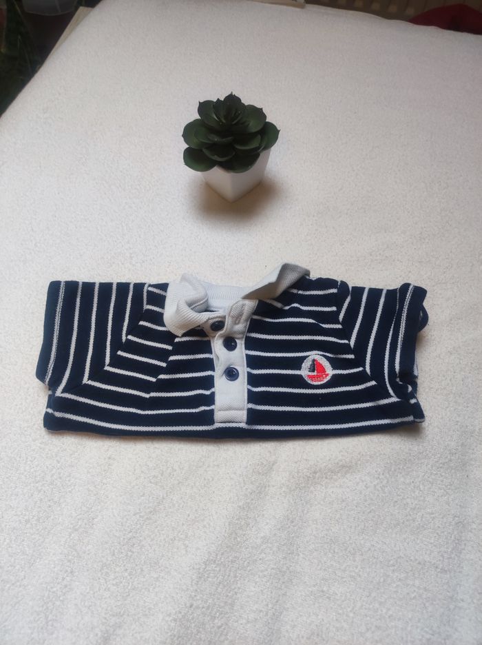 Polo marine ligné garçon - Taille 3 mois - Babib*u
