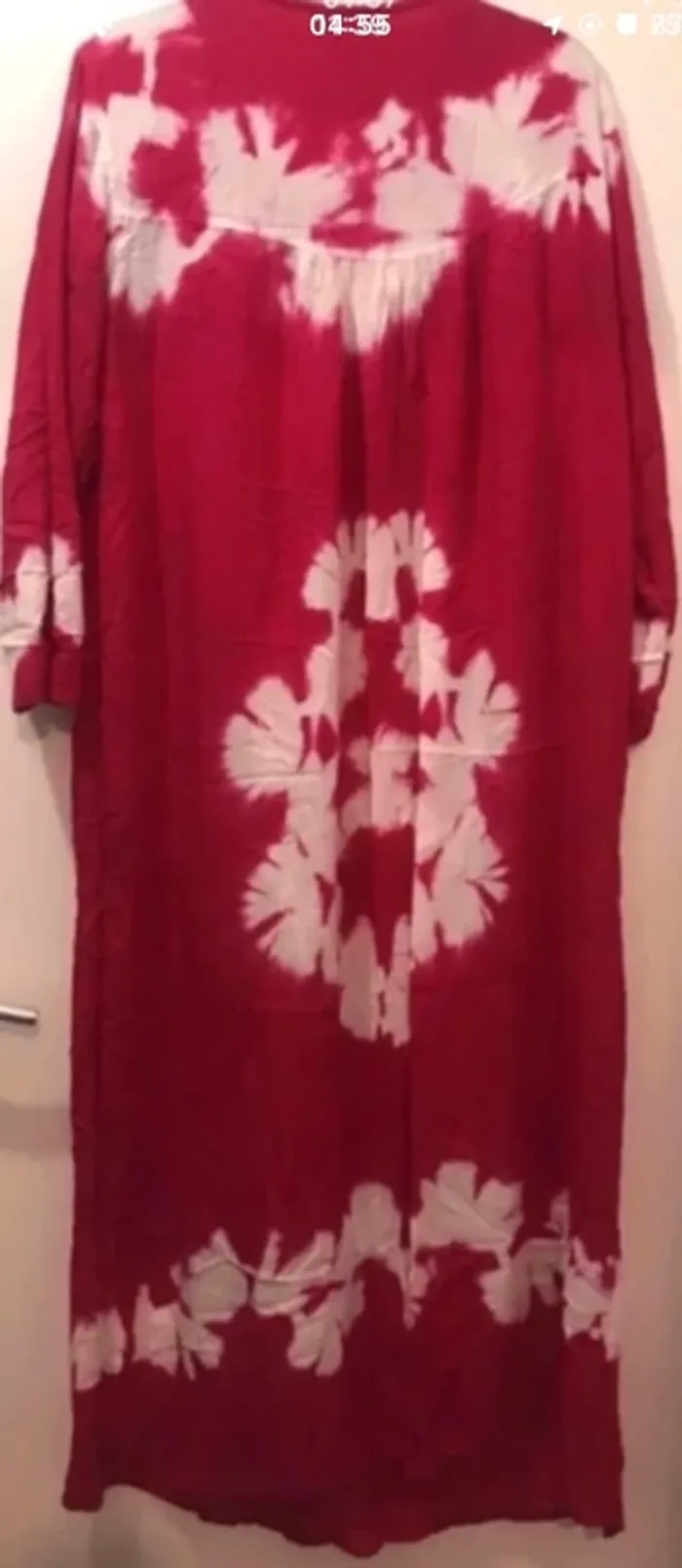 Robe longue orientale été zouk orientale demie manche rouge Bordeaux blanc taille L - photo numéro 2