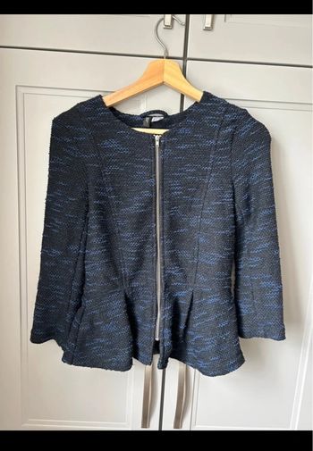 Veste chic H&M peplum noir et bleu