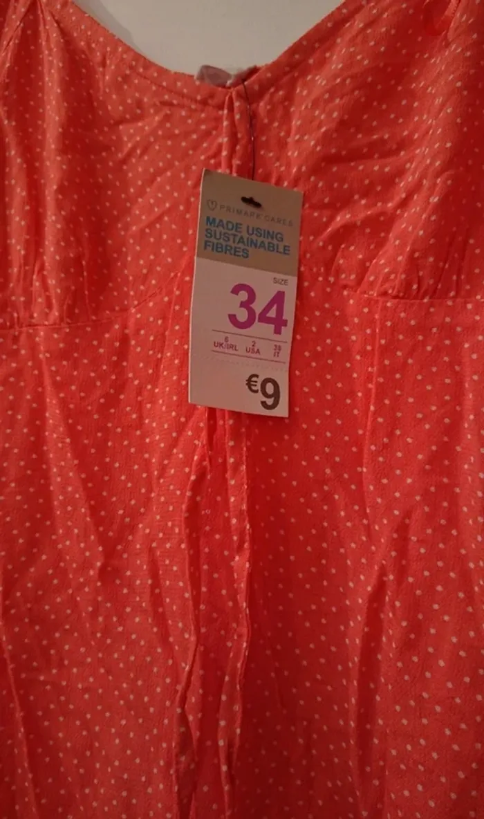 Robe légère été corail à pois blanc - photo numéro 3