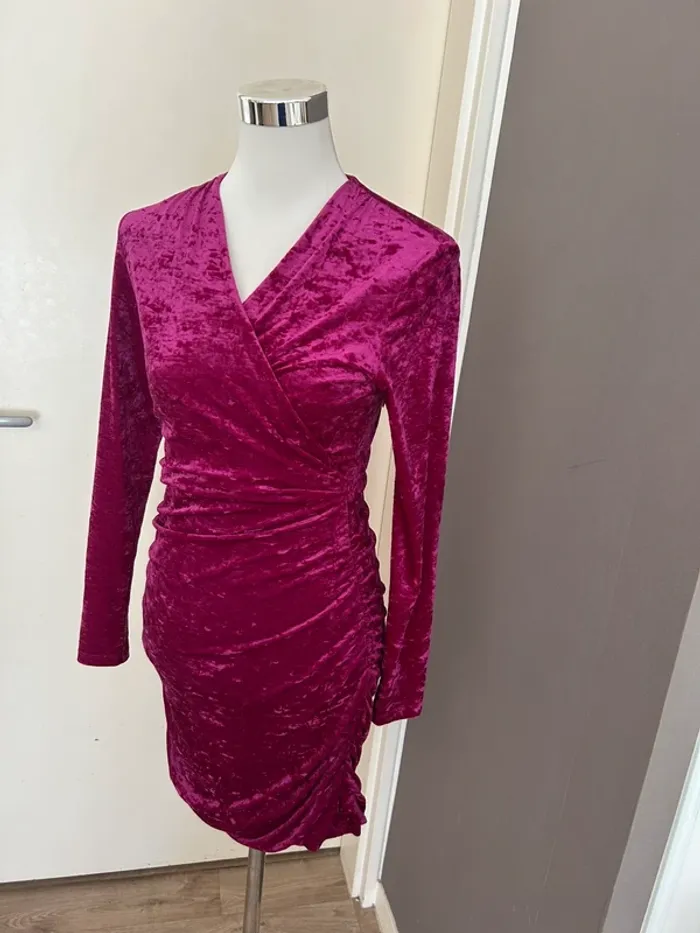 Maje robe en velours rose, femme, taille 40 - photo numéro 4