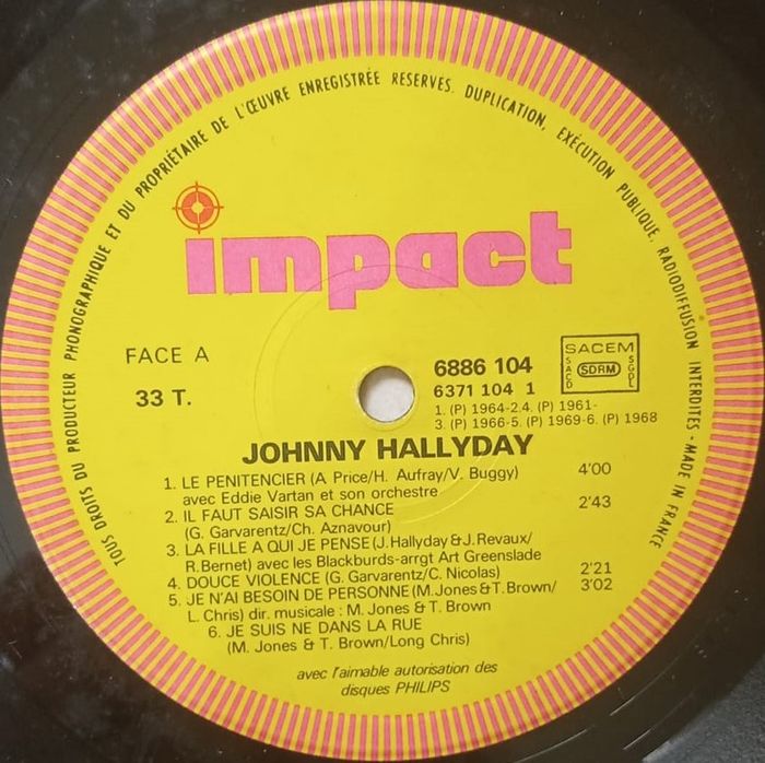 Vinyle Johnny Hallyday le pénitencier vitesse 33 tours format 30 cm - photo numéro 5