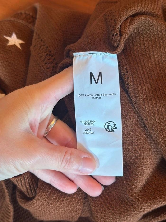 Pull étoiles brodées Grain de Malice marron taille M - photo numéro 7