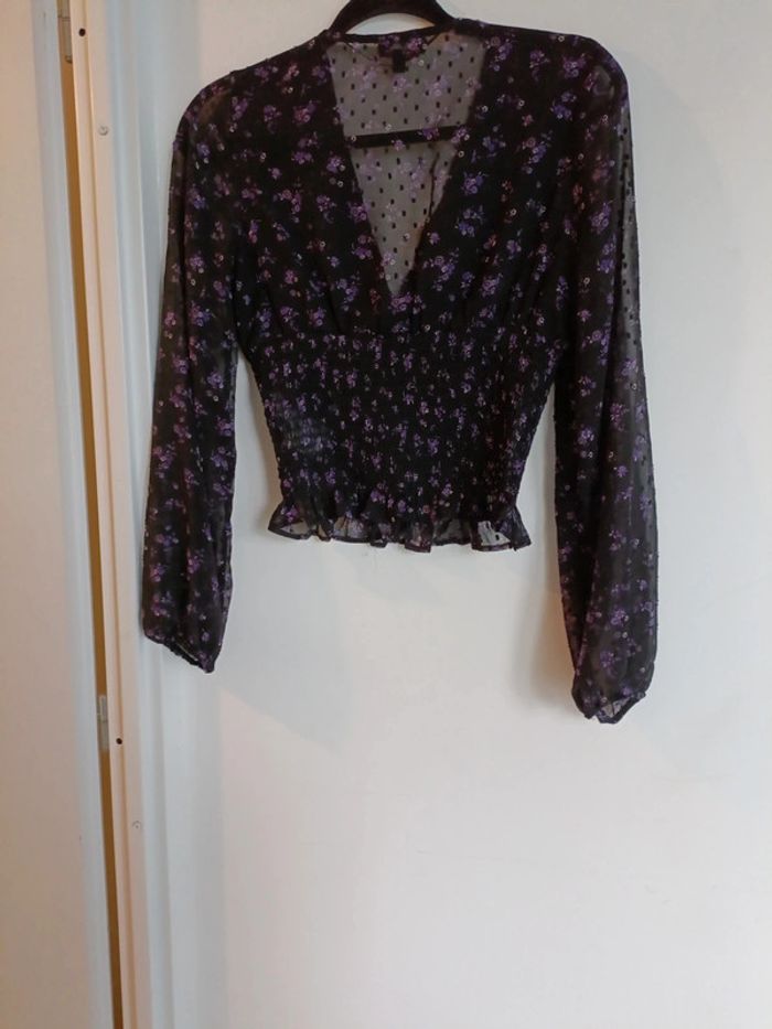 Chemise manche longue voilage croc top florale Jennifer – Taille S - photo numéro 10