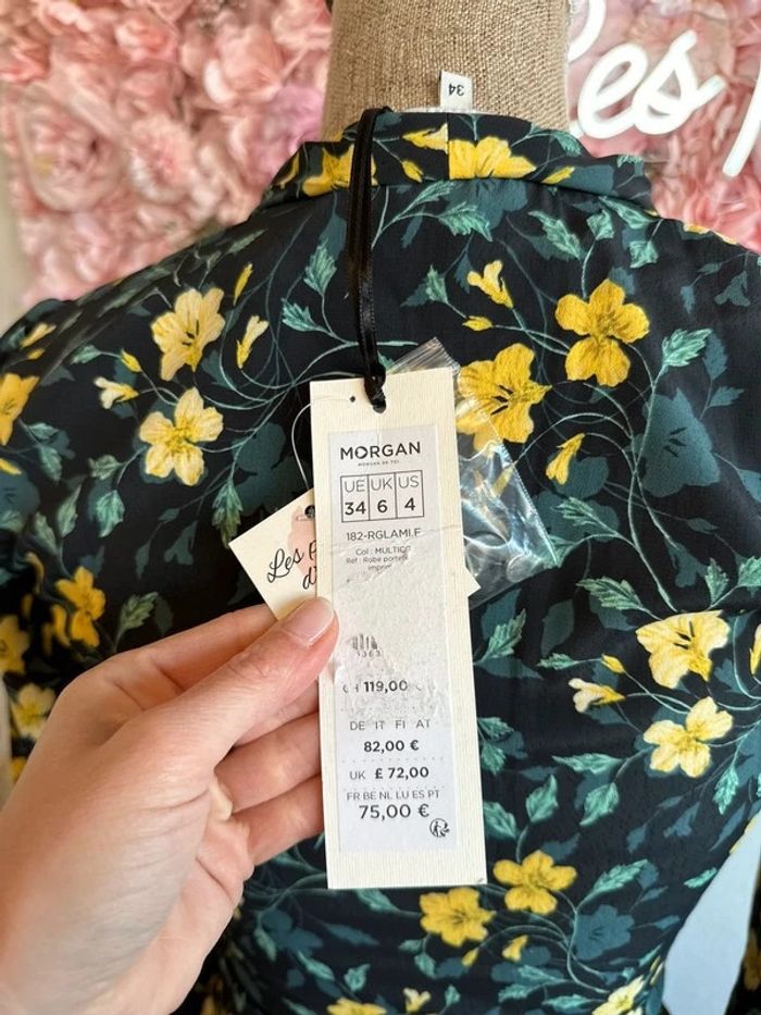 Robe verte portefeuille à motifs fleuris, taille 34 - Morgan - photo numéro 7