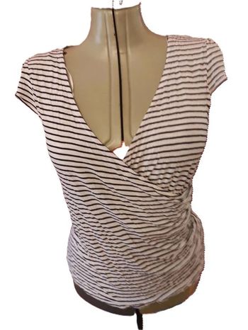 Tee shirt coeur croisé rayé marine blanc H&M Taille L