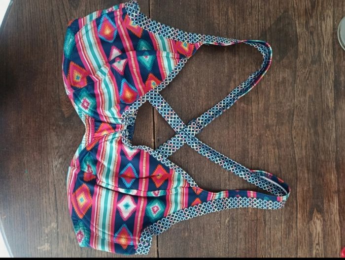 Haut maillot de bain coloré rose bleu réglable 85E - photo numéro 2