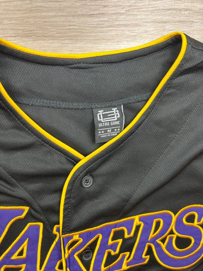 Maillot baseball Style Los Angeles Lakers Noir Ultra Game Brodé Devant Floqué Derrière Taille M - photo numéro 4