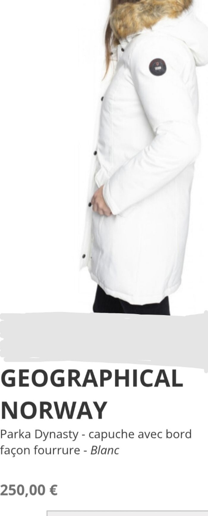 Parka blanche de la marque Geographical Norway - photo numéro 3