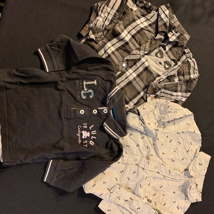 Lot 3 chemises / polo ML 12 mois Panda Noeuds Lulu