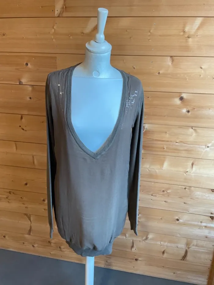 Robe GUESS marron glacé – 100% laine & soie – taille M (T2)