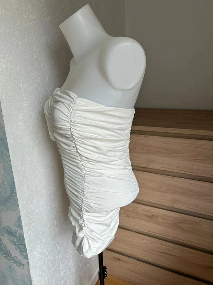 Robe bustier moulante blanche drapée sans manches– Taille S – Boutique bohème - photo numéro 4