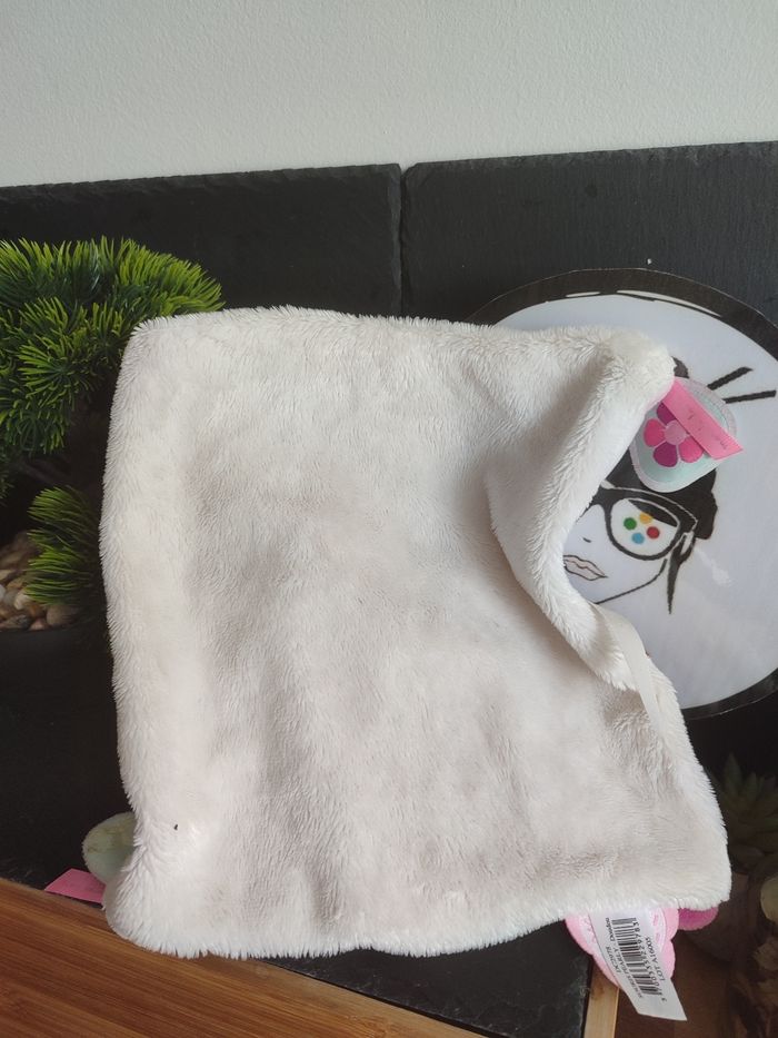 Doudou et compagnie Pearly souris plat carré rose violet blanc fleur dc2978 3270 - photo numéro 2