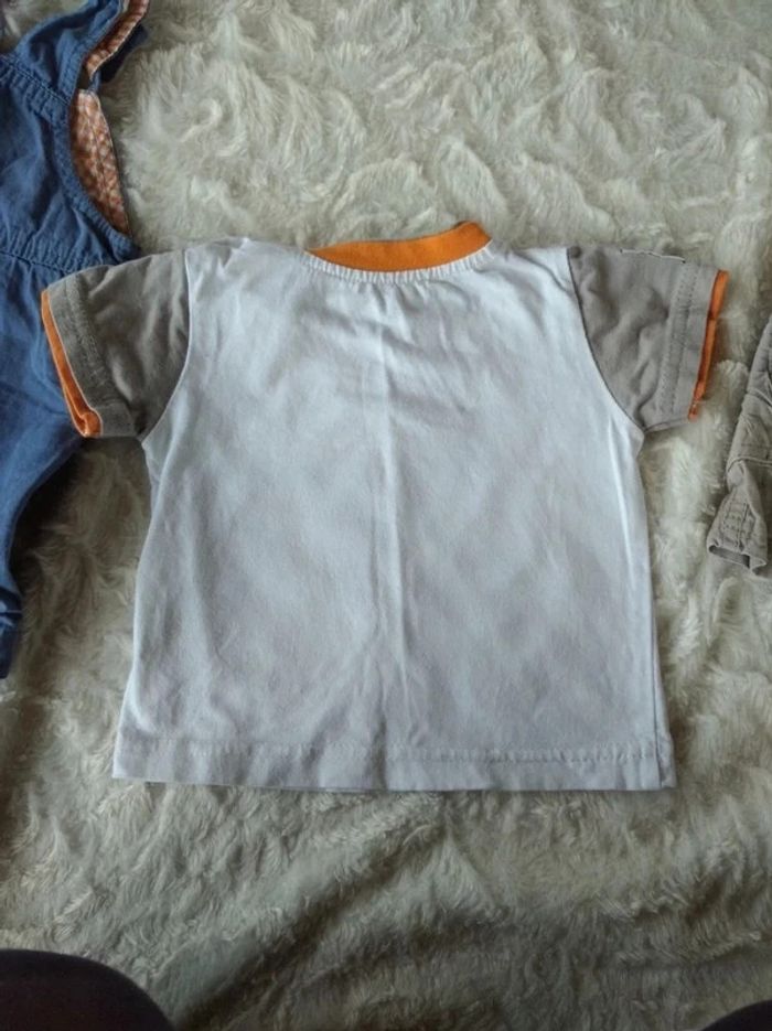 Ensemble (tee shirt+salopette+short) Garçon 6 mois dauphin pieuvre "ocean friends" 100% coton - photo numéro 13