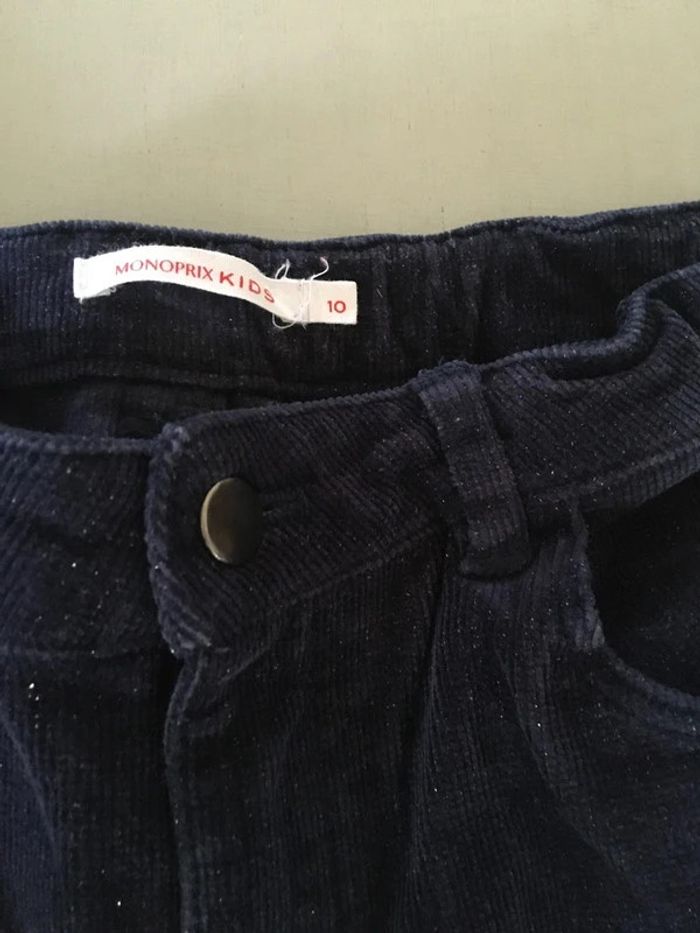Pantalon velours côtelé bleu marine pailleté Monoprix Kids - photo numéro 3