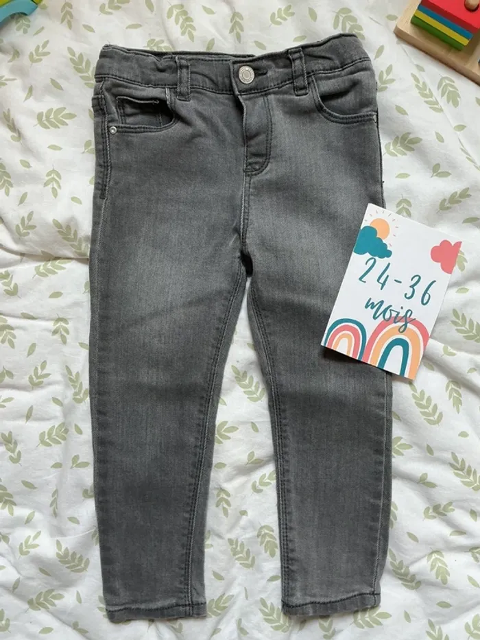 jean gris slim zara 2/3 ans taille réglable - photo numéro 2